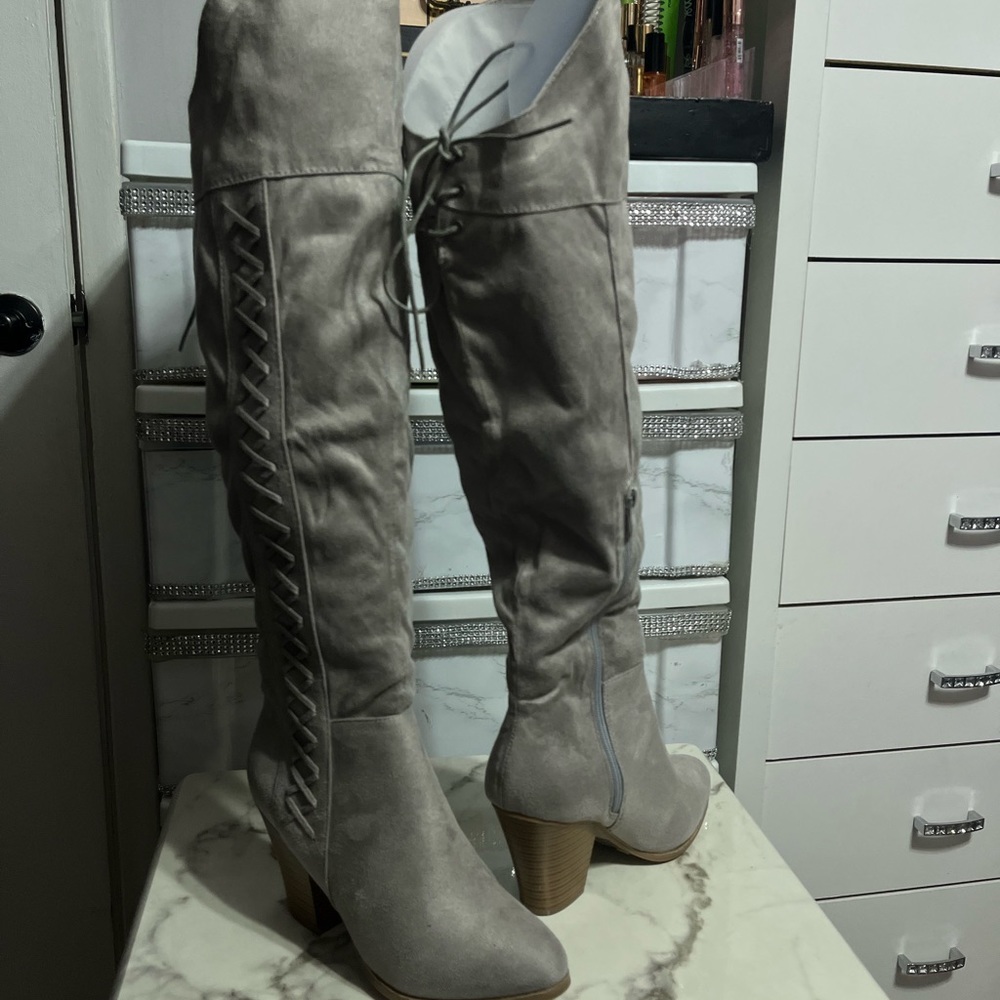 over knee boots faux suede